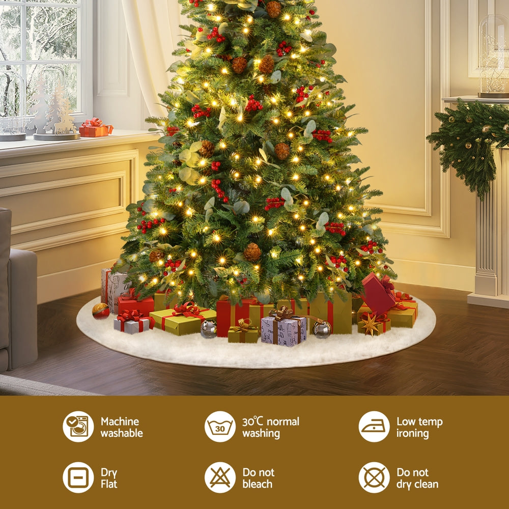 90CM White Plush Christmas Tree Skirt
