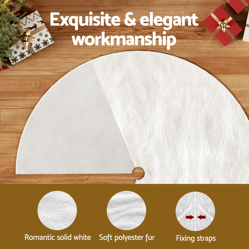 90CM White Plush Christmas Tree Skirt