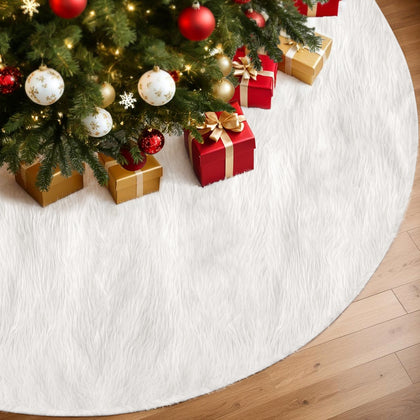90CM White Plush Christmas Tree Skirt