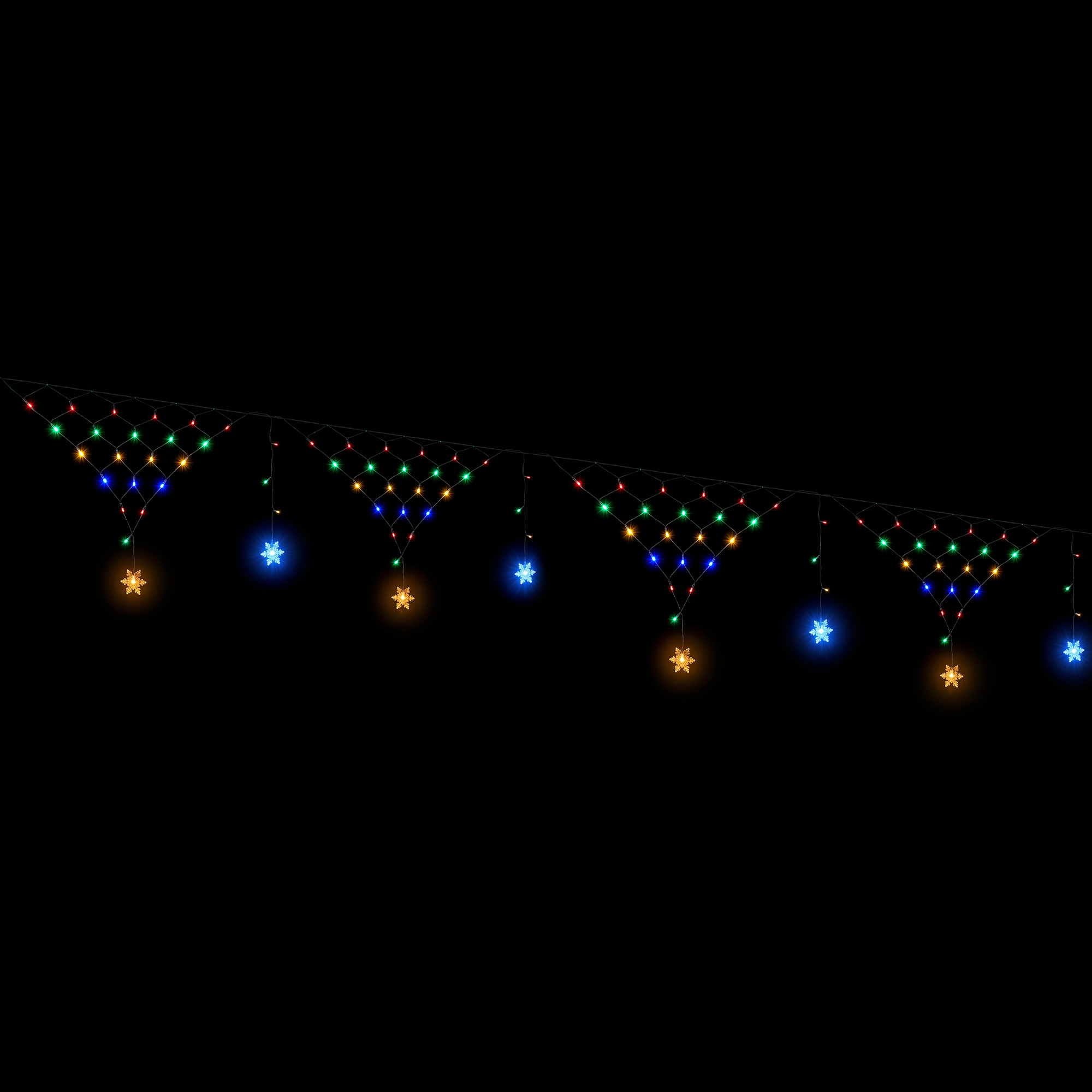 4M Solar Snowflake Christmas Net Lights with 100 Multicolour LED