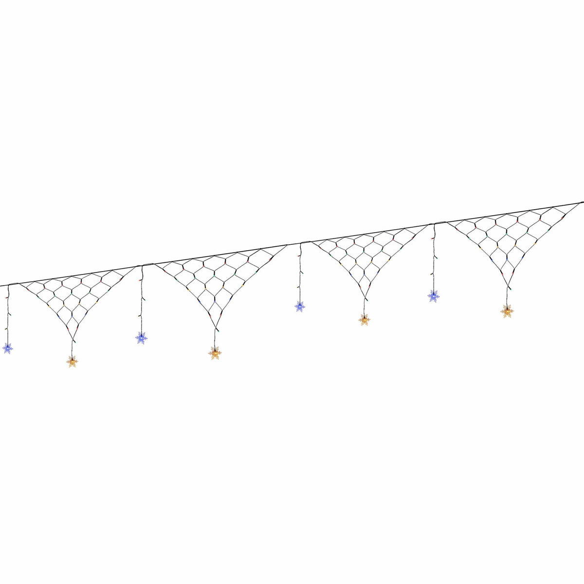 4M Solar Snowflake Christmas Net Lights with 100 Multicolour LED