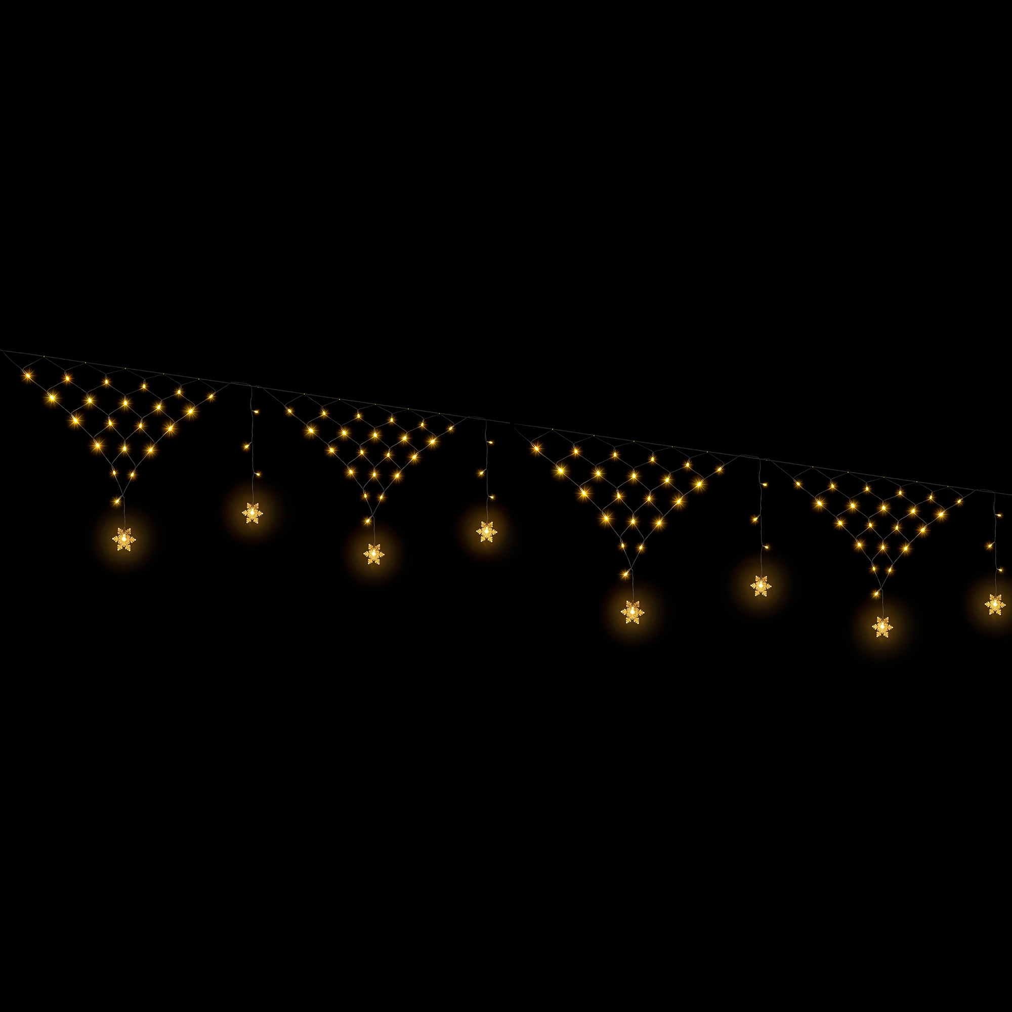 4M Solar Snowflake Christmas Net Lights with 100 Warm White LED