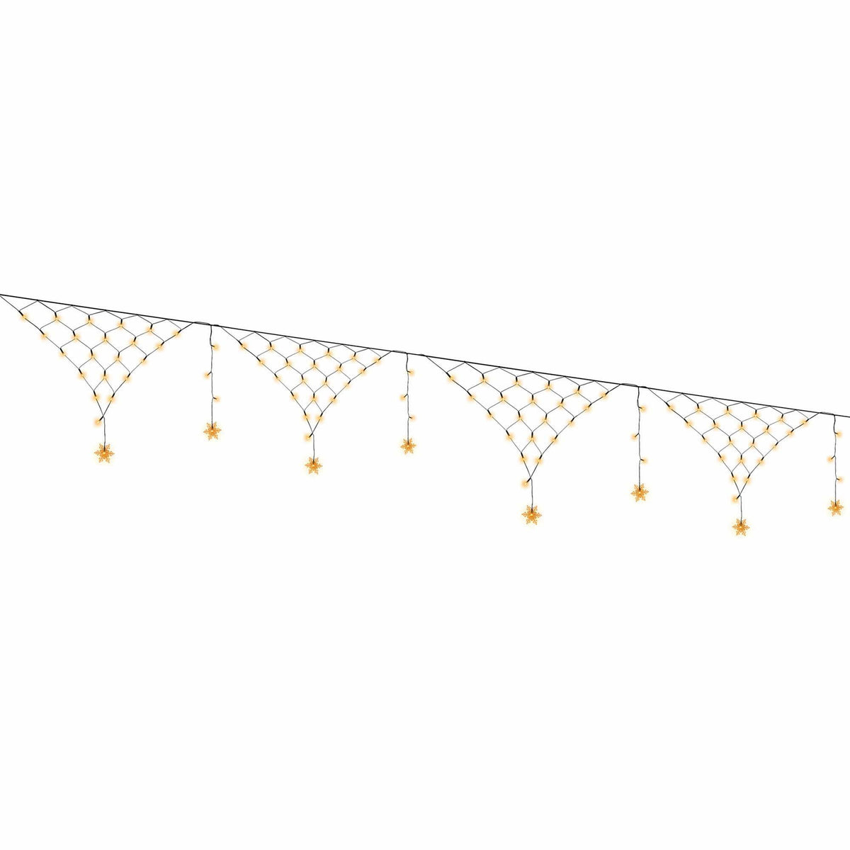 4M Solar Snowflake Christmas Net Lights with 100 Warm White LED