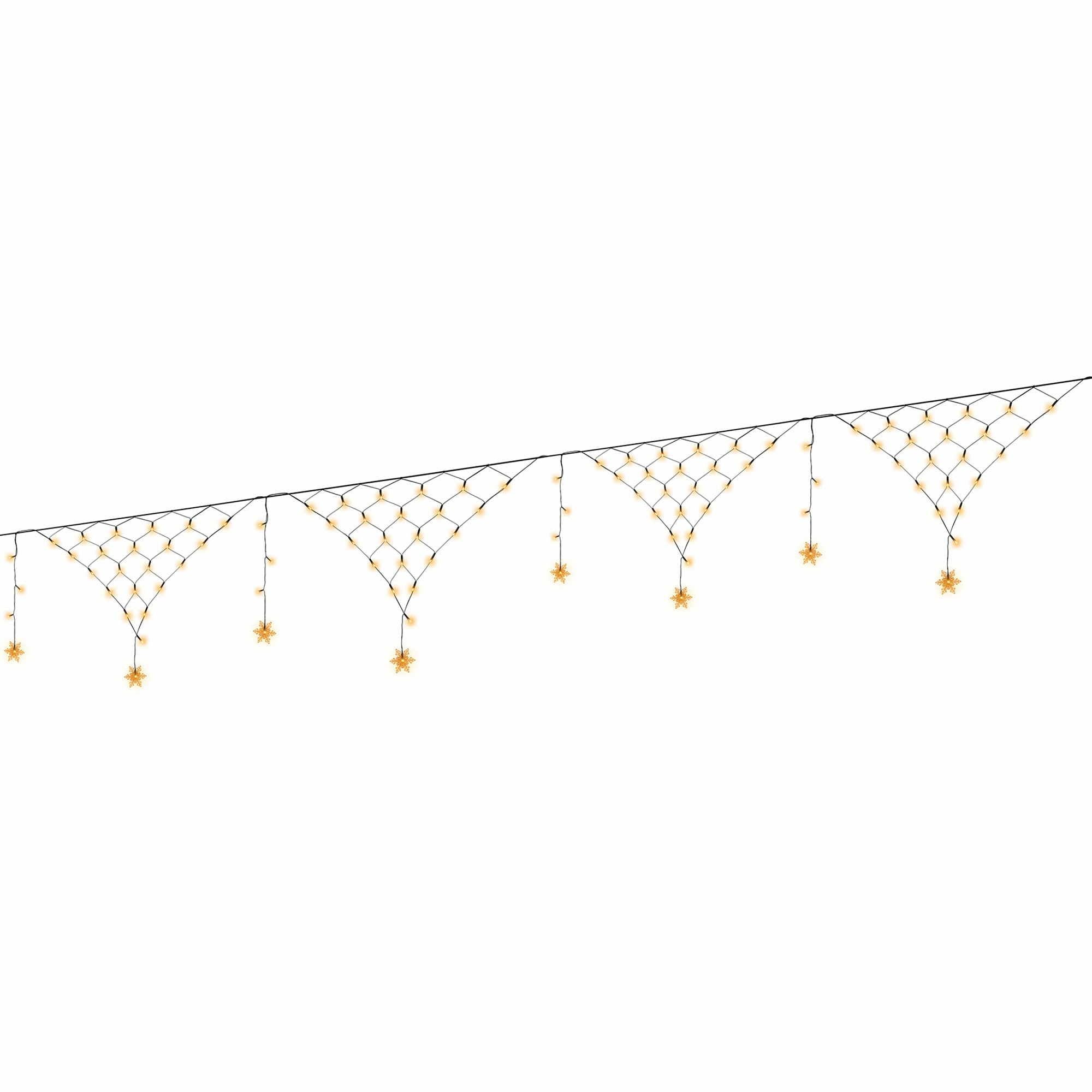 4M Solar Snowflake Christmas Net Lights with 100 Warm White LED