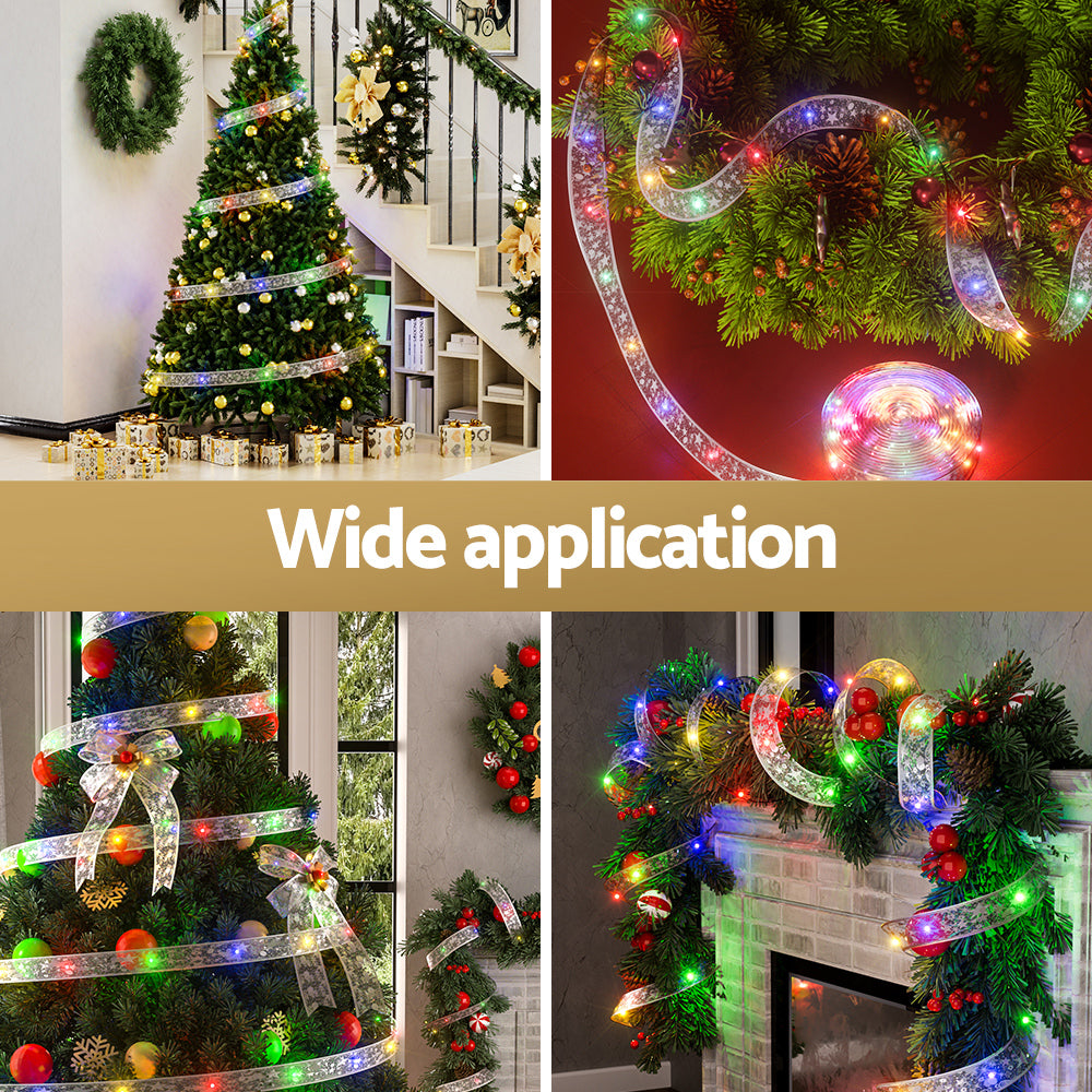 20M Silver Ribbon Fairy Christmas Lights – 200 Multicolour LEDs