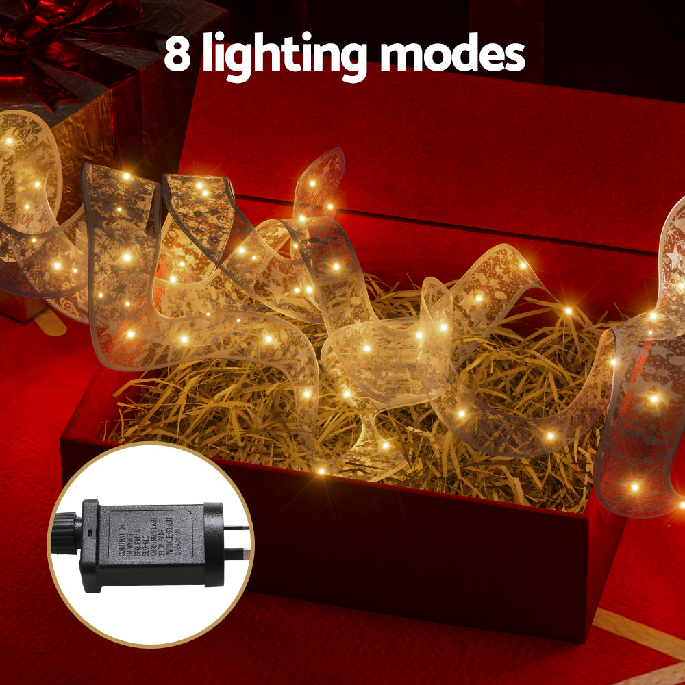 20M Silver Ribbon Fairy Christmas Lights – 200 Warm White LEDs