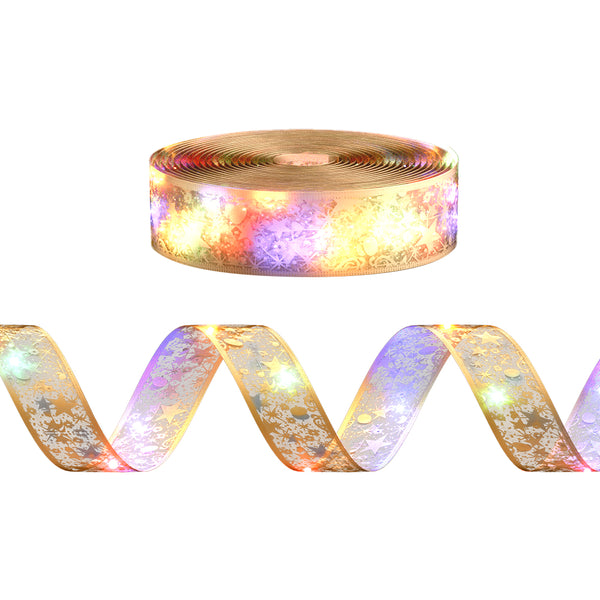 20M Gold Ribbon Fairy Lights with 200 Multi-Colour LED Lights