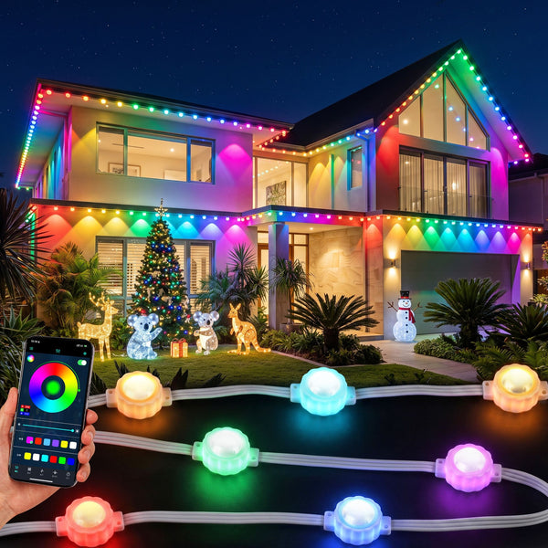 15M Solar Permanent Eaves Lights with 36 Smart RGB Modules