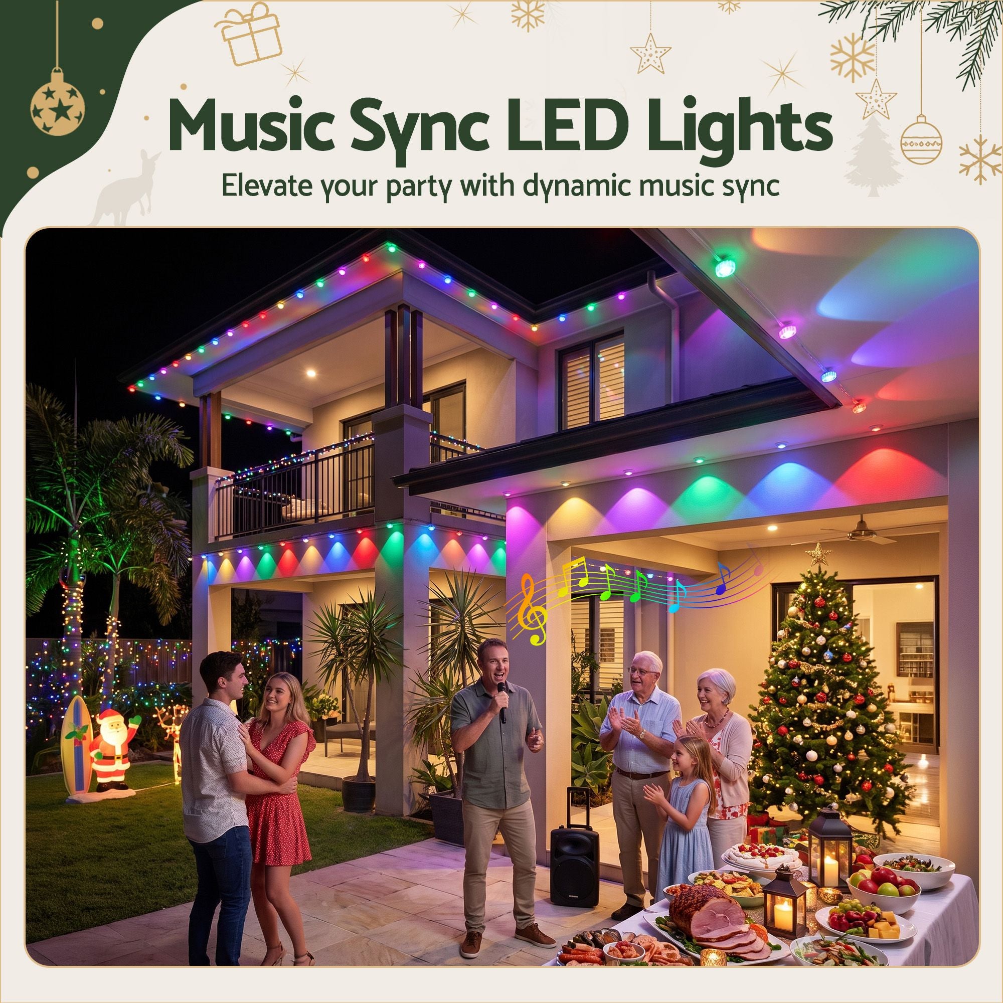 15M Solar Permanent Eaves Lights with 36 Smart RGB Modules