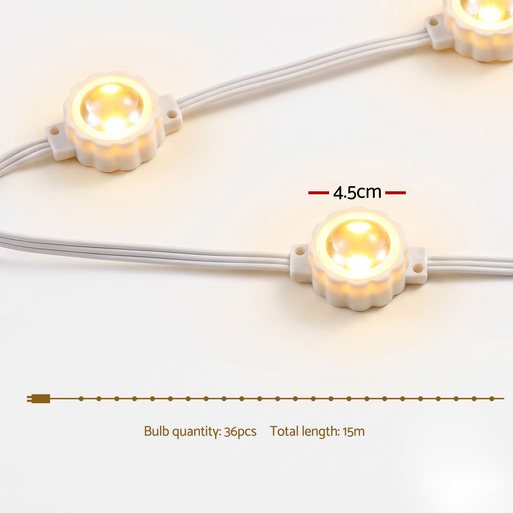 15M Solar Permanent Eaves Lights with 36 Smart RGB Modules