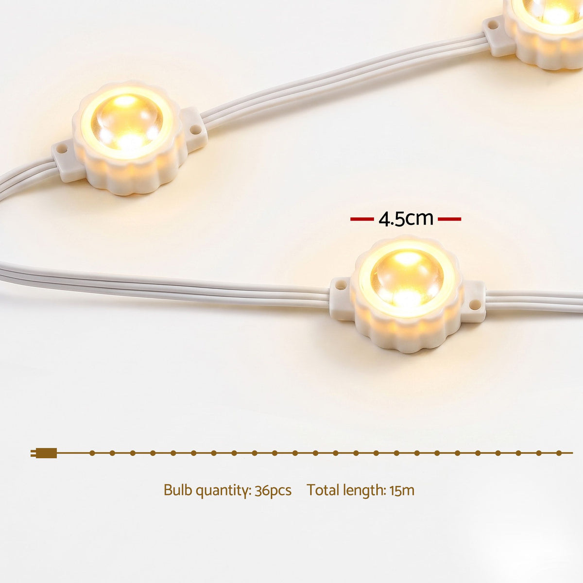15M Solar Permanent Eaves Lights with 36 Smart RGB Modules