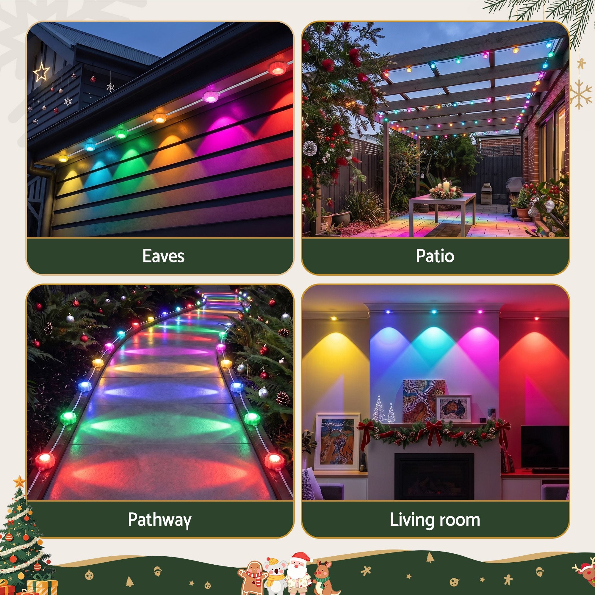 30M Smart Permanent Eaves Christmas Lights with App Control (72 LED)